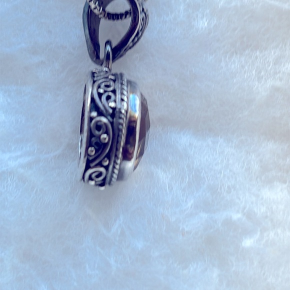 Elegant 925 Sterling Silver chain and faceted oval Citrine Pendant Necklace. - Picture 3 of 7